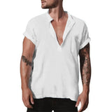 Summer Cotton Linen Casual Shirt for Men Loose Casual Breathable Men's Lightweight Large Shirt Large Size Oversized T Shirt