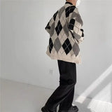 Riolio FALL FASHION MEN Dark Icon Cardigan Sweater Men Oversized Geometric Sweater for Men Autumn Vintage Outwear Mens Sweaters Knitwear