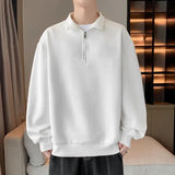 Riolio Plus Size Autumn New Hoodies Men Korean Fashion Heavy Cotton Long Sleeved Half Zip-Up Sweatshirts