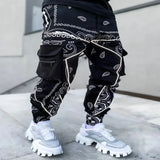 Riolio  Independent Station New Cashew Flower Casual Sports Harem Pants Men's Loose High Street Multi-Pocket Cargo Pants