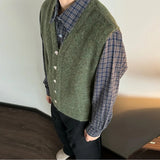 Riolio  Spring Men Luxury Knitted Vest Cardigan Sweater Blazers Leisure Waistcoat Casual Solid Color Button-down Slim Sleeveless Outfits