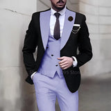 Riolio  3-Piece Jacket Vest Pant Men's Tuxedo Set Business Smoking Wedding Dress Blazer Suit for Formal Occasions