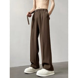 Riolio  Premium Coffee Drape Suit Pants Men Spring Fashion High-end High Waist Straight Loose Casual Trousers Japanese Streetwear