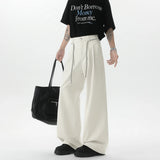 Riolio  Beige Suit Pants Men Fashion Society Mens Black Dress Pants Korean Loose Wide Leg Pants Mens Office Formal Trousers Plus Size