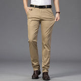 Riolio  Summer Men's Lce Silk Pants Ultra-thin Soft Comfortable Solid Color Elastic Business Casual Straight Trousers Luxury Brand Khaki