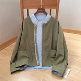 Riolio Japanese Niche High-end Jacket Korean cityboy wear 2025 New Military Green Tops for men Women's Spring Clothes simple O-neck top