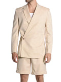 Riolio  Men's Large-sized Business Suit Set for Summer Linen Wedding Groom Slim-fit Suit Jacket Pants Wedding Outfit
