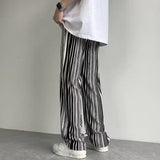 Riolio  Spring Summer New Elastic Waist Striped Contrast Color Straight Pants Man High Street Casual Loose Drawstring All-match Trousers
