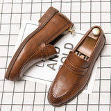 Riolio  High Quality Social Leather Shoes Men Flat Casual Business Leather Shoes Male Classic Men's Loafers Office Dress Shoes
