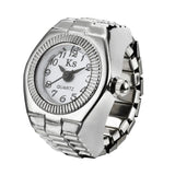 Riolio Vintage Punk Finger Watch Mini Elastic Strap Alloy Watches Couple Rings Jewelry Clock Retro Roman Quartz Watch Rings Women Men