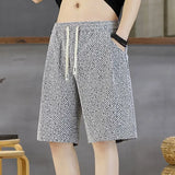 Riolio  Black and White Men Summer Zebra Pattern Loose Casual Sports 5-point Pants