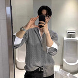 Riolio  Korean Fashion Men Cardigan Light Luxury Knitted O Neck Long Sleeve Sweater Coats  Autumn Leisure Premium Jacquard Knitwear