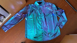 Riolio Mens Shiny Metallic Dress Shirts Long Sleeve Button Up Shirt Men 70s Disco Party  Costume Nightclub Stage Prom Chemise Homme 3XL