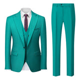 ( Jacket + Vest + Pants ) Solid Color Office Business Formal Men's Suit Three Piece Set Groom Wedding Dress Party Tailcoat