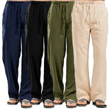 Riolio  Cross-Border Men's Plus Size Cotton Linen Pants Breathable Sweat Absorbent Casual Bell Bottoms Basic Style Stock Available
