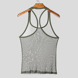 Riolio  Mens Vest Breathable See-Through Mesh Tight Tank Top Streetwear Fashion All-Match Sleeveless T-Shirt Men'S Clothing New