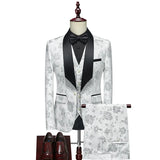 Riolio  Black Three-Piece Suit Wedding Groom Set Men's Formal Wear Slim Fit Business Casual Polyester Fiber Fashion Urban Style