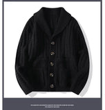 Riolio Korean Version Retro Hand-woven Twisted Twisted Sweater Men's Spring Autumn Thickened Sweater Lapel Cardigan Trendy Jacket Chic