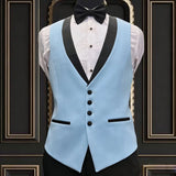 Riolio  Men Vest Ivory With Black Lapel Single Breasted Waistcoat For Banquet Wedding Business Work Office Casual Daily Men Suit Vest