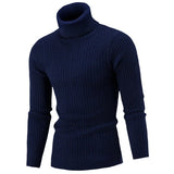 Riolio black turtleneck outfit men Autumn and Winter Men's Warm Sweater Long Sleeve Turtleneck Sweater Retro Knitted Sweater Pullover Sweater