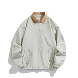 Riolio  Spring Men's Casual Loose Fit Collared Jacket Retro American Style Coach Coat Unisex Spring Breakout Wool Rabbit Fur