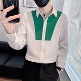 Riolio  High-end Color Block Shirt Men's Long-sleeved Fashionable Casual Shirt Fashionable Trendy Men