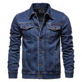 Riolio New Cotton Denim Jacket Men Casual Solid Color Lapel Single Breasted Jeans Jacket Men Autumn Slim Fit Quality Mens Jackets