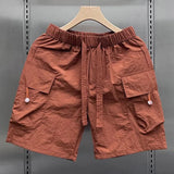 Riolio  Quick-drying Shorts for Men Handsome Work Clothes Large Pockets Elastic Waist Internet Celebrity Same Casual Five-point Pants