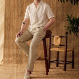 Riolio  Mesh Men T-Shirts Fashion Hollow Out Tops Short Sleeve Top Men's Short Sleeve Breathable Casual Shirt Collar Top