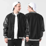 Riolio Bomber Wool Coat Premium Varsity Leather Wool Jacket High Street Jacket Men's Varsity Baseball College Leather Sleeves