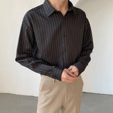 Riolio Spring Men's Clothing Long Sleeve Black White Striped Printed Fashion Casual All-match Handsome Trend Polo-Neck Button Shirt