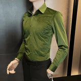 Riolio  Men's Long-sleeved Shirt New Korean Style Fashion Trend Slim Casual
