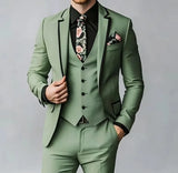 Riolio  3 Pcs Blazer Vest Pant Fashion Suit Sets For Men  Elegant Party Prom Slim Fit Evening Dinner Formal Banquet Male Suit Attire