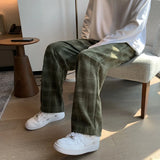 Riolio Men Checkered Casual Pants Loose Straight Corduroy Pants Sweatpants Man Fashion Streetwear Spring New Hip Hop Trousers