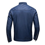 Riolio Spring New Men Solid Color Fashion Long Sleeve Faux Leather Coats Male Stand Collar Leather Jacket