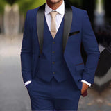 Riolio  3 Pieces Black Set Customized Business Formal Men Suit Groomsman Wedding Party Prom Male Tuxedos