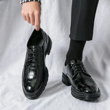 Riolio Brand New Men Dress Shoes Patent Leather Brogue Shoes for Male Formal Wedding Party Office Men Oxfords Business Moccasins Shoes