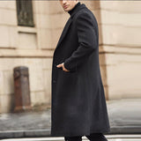 Riolio Korean Trend Men's Loose Casual Single-breasted Overcoat Autumn Winter Fashion New Long Sleeve Woolen Long Coat