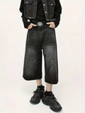 Riolio  Summer New Style Drapey Over-The-Knee Cropped Pants Unisex Trendy American Heavy-Duty Loose Gradient Denim Shorts
