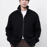 Riolio Zip-up Knitted Cardigan Men Simple Cozy Knitwear Handsome Mature Smart Casual Daily High Street All-match Soft