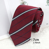 Riolio  Burgundy Luxury 7CM Ties for Women Mens Fashion Necktie Stripes Groom Neck Tie Wedding Party College Style Tie JK Accessories
