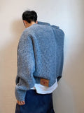 Riolio Autumn Winter American Retro Loose Heavy Mixed Color Short Wide Thick Thread Knitted Cardigan Sweater Jacket Men Women Sweaters