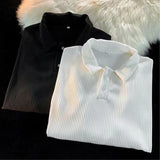 Riolio Summer Modal Casual Polo Shirts For Men Korean Fashion Short Sleeve Camisas polo T-shirt Street Striped chemise homme Clothing