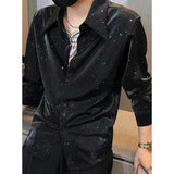 Riolio  Sequined Shirt Men's Korean Style Handsome Street Casual Long-sleeved Shirt Trendy Brand Fashion Y2K Men's Clothing