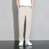 Riolio  Men's Hong Kong Style Straight Pants Loose Casual Pants Suit Pants
