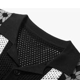 Riolio  Daily Leisure Mens Hollow Out Shirt Knitting Turn-down Collar Button-up Casual Shirts Spring Summer Vintage Men Embroidery Shirt