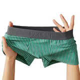 Riolio Men Boxer Versatile Mid-rise Striped Print Patchwork Color Thin Shorts Briefs Quick Drying U-convex Panties Men's Underpants