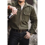 Riolio  Ele Pure Cotton Long Sve Engineer irt for Men Outdoor Wear Resistant Faionable Slim Fit Autumn Season Busin Cas...