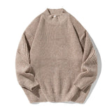 Riolio  Retro Thick-knit Half-turtleneck Sweater Autumn Winter Texture Texture Pitted Jacquard Thickened Warm Sweater Jacket