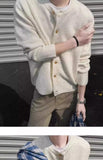 Riolio New American Style Men Cardigan Luxury Knitted Button-down Solid Color Long Sleeve Sweater Jacket Casual High Quality Knitwear